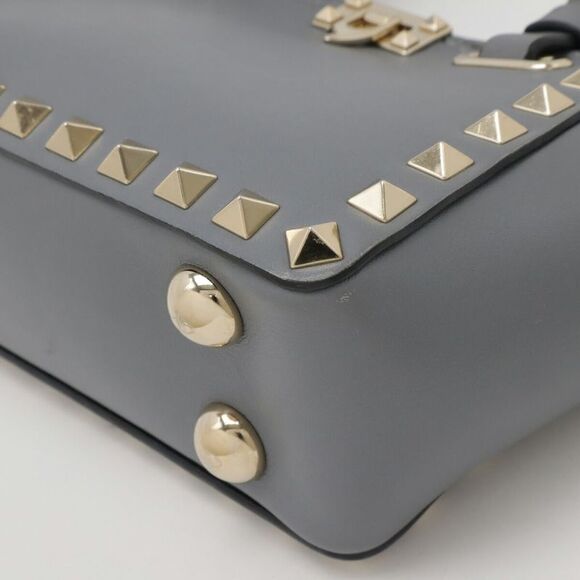 Valentino Garavani Leather Rockstud 2way Handbag Grey - Picture 3 of 7